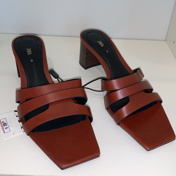 Zara Leather Mules Sandals - Picture 10 of 15